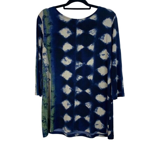 Clara Sun Woo Tie Dye Geometric Diamond Print Tunic Top Blouse Size M - Picture 4 of 9
